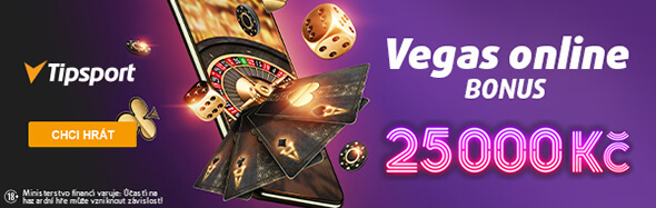 Hrajte u Tipsport Vegas a využijte uvítací bonus až 25 000 Kč