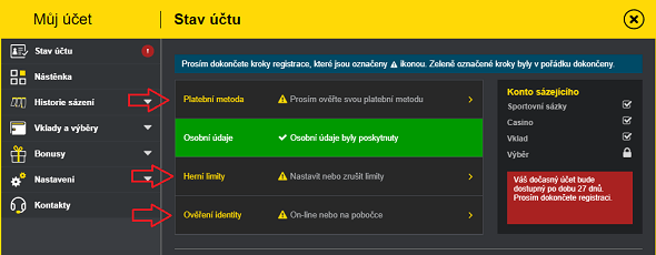 Kroky k trvalému kontu Fortuna