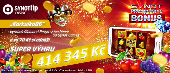 V SYNOT TIPu padl Diamond jackpot v hodnotě 414 345 Kč