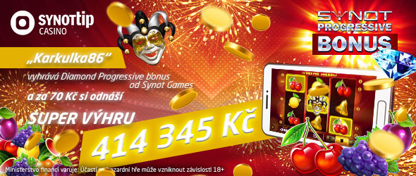 V SYNOT TIPu padl Diamond jackpot v hodnotě 414 345 Kč