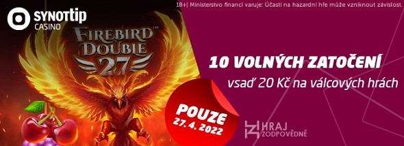 Získejte u SYNOT TIP 10 free spinů ve hře Firebird Double 27