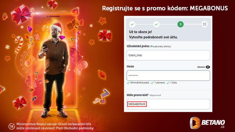 Aktuální promo kód MEGABONUS u Betana