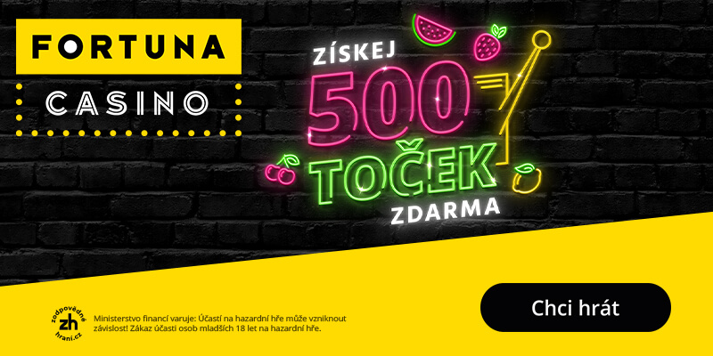 Fortuna promo kód a 500 free spinů za registraci