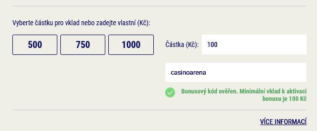 Sazka promo kód CASINOARENA