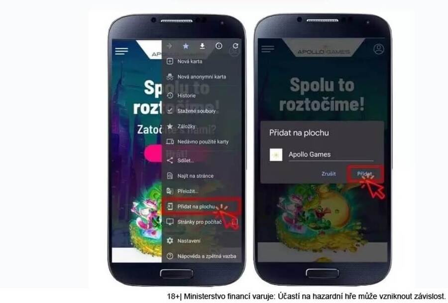 Jak si stáhnout ikonu casina Apollo Games na plochu mobilního telefonu