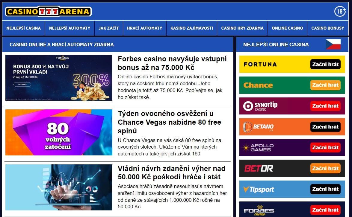 Největší web o casino hrách CasinoArena.CZ