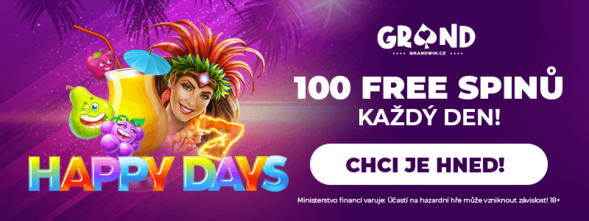 Happy days u GrandWin – získejte každý den 100 free spinů