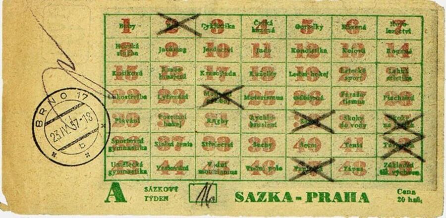 Tiket Sportky z 23. dubna 1957