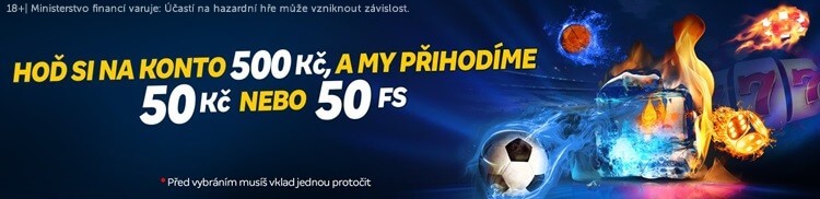 Vlož 500 Kč a získej od MerkurXtipu bonus 50 Kč nebo 50 FS