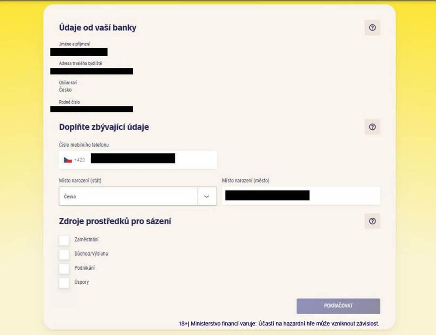 Sazka Hry registrace – doplnění údajů