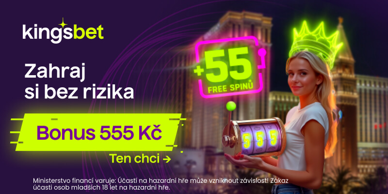 Kingsbet navýšil registrační bonus na 555 Kč a 55 free spinů